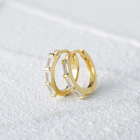 925 Sterling Silver Glossy Hoop Earrings Tiny Cartilage Piercing -JW01459-Veeddydropshipping