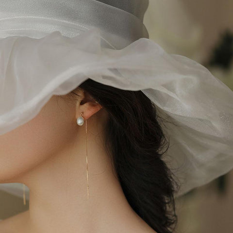 Natural Pearl Long Pendant Earrings Female Fashion Exquisite -JW00166-Veeddydropshipping