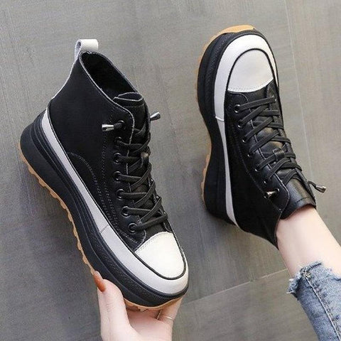 Autumn High Top Vulcanized Shoes Ladies Thick Bottom-BS01039-Veeddydropshipping