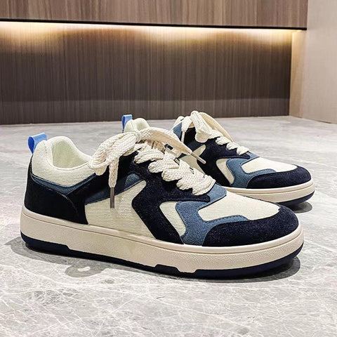Color Matching Thick Sole Shoes Lace Up Sneakers-BS01399-Veeddydropshipping