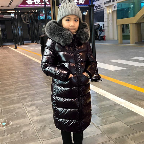 Girls Warm Down Jacket Fox Fur Kids Clothes-TB01023-Veeddydropshipping