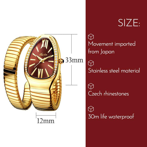 Watches Snake Shape Luxury Watch For Women Steel  Quartz -JW00880-Veeddydropshipping