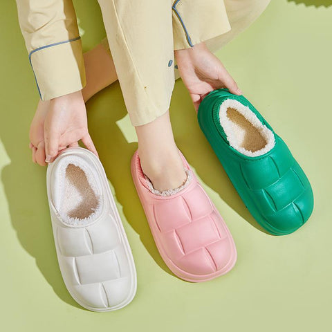 Non-Slip Plush Cotton Slides Indoor Outdoor Thick Platform-BS01193-Veeddydropshipping