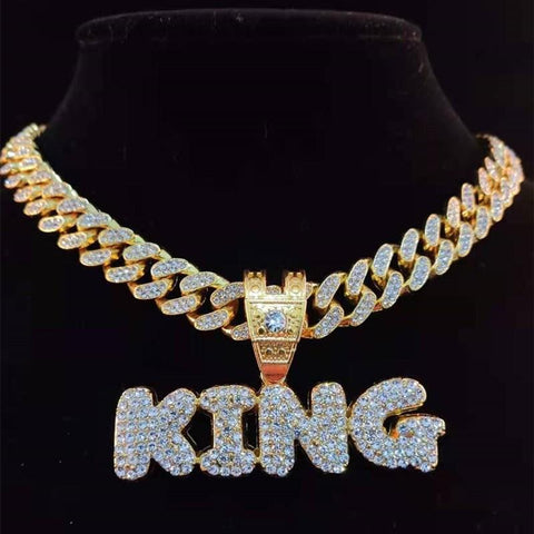 Letter Pendant Necklace Bling Bling HipHop Necklaces Fashion Jewelry -JW00248-Veeddydropshipping