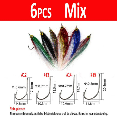 6pcs Wounded Ice Dub Minnow Fly Fishing Flies Realistic Baitfish Lures-OS00531-Veeddydropshipping