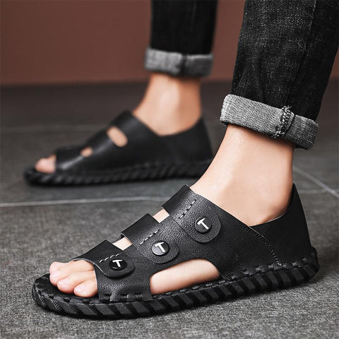 Slippers Male Beach Ankle Shoes Outdoor Hiking Leather-BS01529-Veeddydropshipping