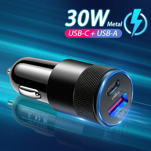 30W QC PD 4.0 3.0 Quick Charge Car Phone Charger For iPhone-PA01196-Veeddydropshipping