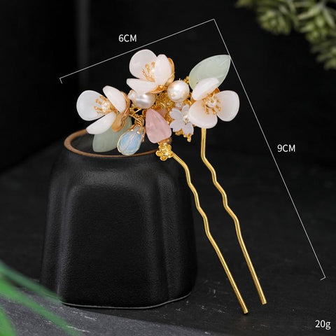 U-shaped Pearl Flower Hair Accessories Jewelry -JW00514-Veeddydropshipping