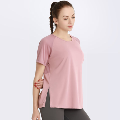 Breathable Yoga Shirts Quick-Dry Short Sleeved Mesh Running T-shirt Exercise -OS00893-Veeddydropshipping