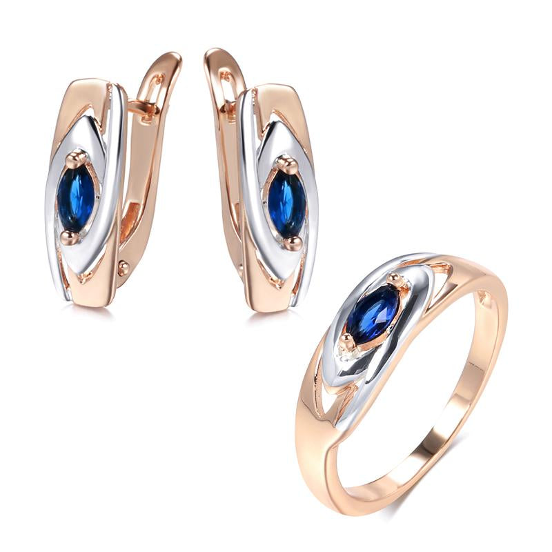 Luxury Blue Stone Natural Zircon Trendy Jewelry Set -JW00334-Veeddydropshipping