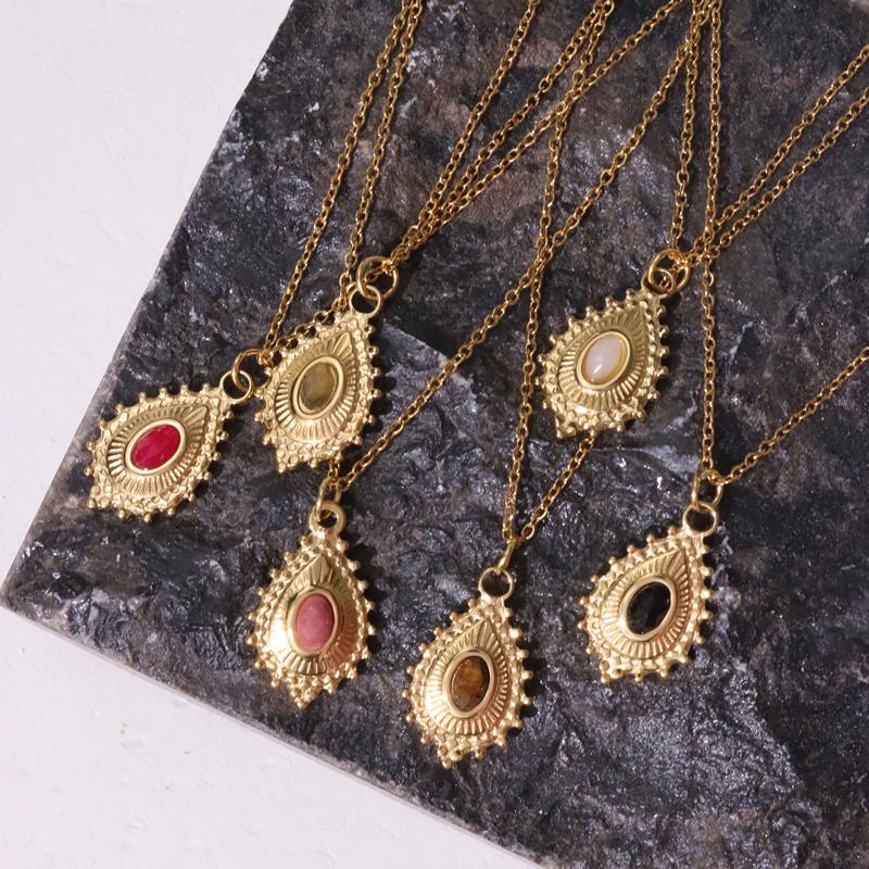 Water Drop Star Round Bear Oval Pendant Necklace  -JW00181-Veeddydropshipping