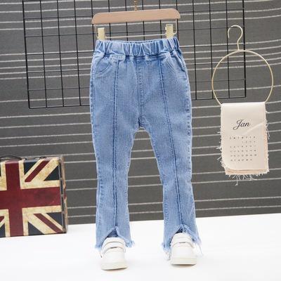 Kids Girls Denim Jeans Pants Spring Autumn Trousers Elastic Waistband-TB01246-Veeddydropshipping