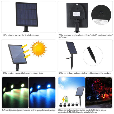 T-SUNRISE LED Solar Lamp Outdoor RGB Color Changing Solar Spotlight IP68-TI00818-Veeddydropshipping