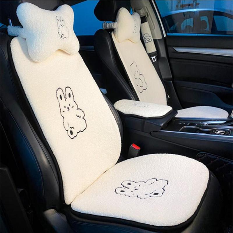 Four Seasons Ins Cute Lamb wool Seat Cover Three-piece-AM01528-Veeddydropshipping