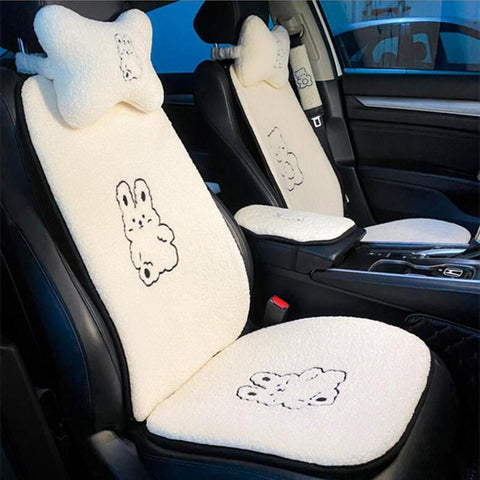Four Seasons Ins Cute Lamb wool Seat Cover Three-piece-AM01528-Veeddydropshipping