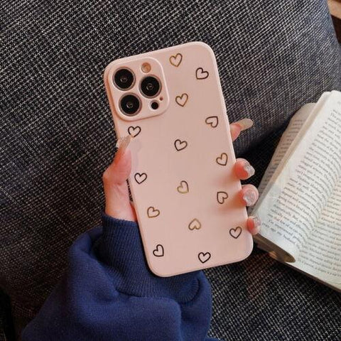 For iPhone 13 11 12 14 Pro Max XS XR 8 Shockproof Silicone Love Heart Case Cover-PA00135-Veeddydropshipping