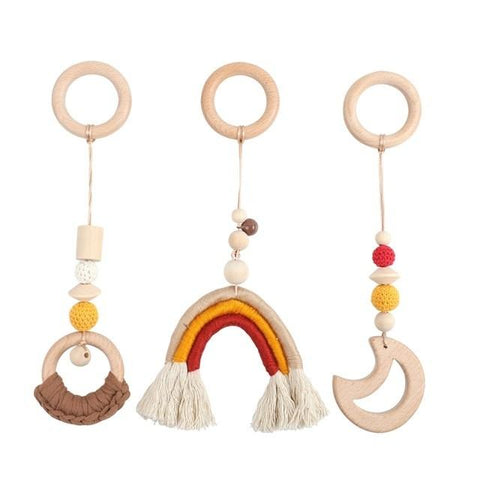 1set Natural Wooden Baby Gym Triangular Curved Shape Detachable-TB00510-Veeddydropshipping