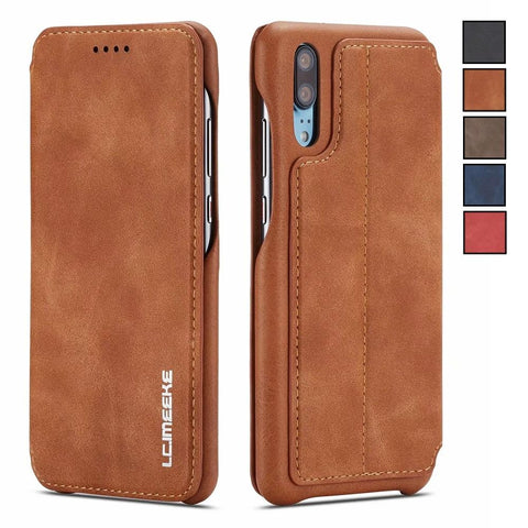 Luxury Leather Flip Cover Case for Huawei P20 P30 P40 Pro Lite Thin Slim with Card Slot-PA00302-Veeddydropshipping