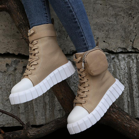 Leather Fashion Buckle High-Top Sports Boots Casual-BS00973-Veeddydropshipping