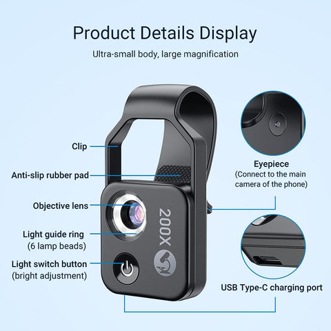 200X Mobile Magnification Microscope Lens Mini Mobile Phone Camera Video Micro Lens-PA00663-Veeddydropshipping
