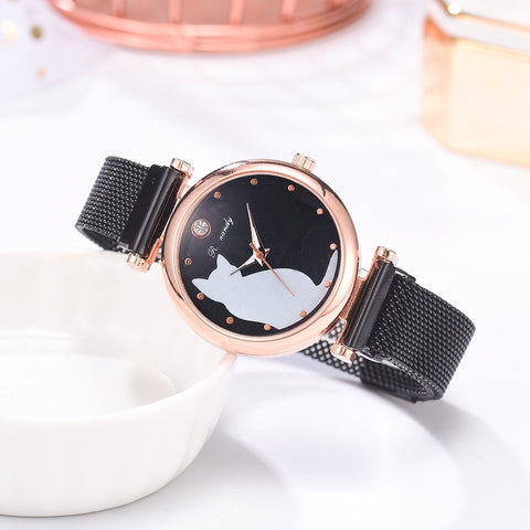 Fashion Watch Set 5pcs Quartz Wristwatch Mesh Bracelet Cat-JW00930-Veeddydropshipping
