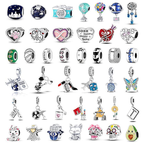 925 Silver butterfly Charms Beads Bracelet for Jewelry Making Diy -JW01534-Veeddydropshipping