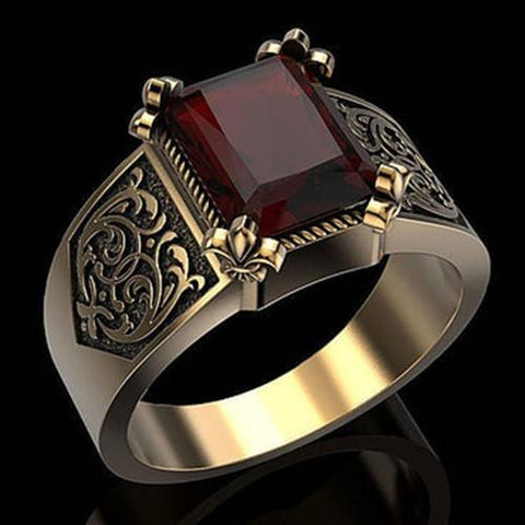 Fashion 18K Gold Color Rings  Ruby Carved Rings-JW00019-Veeddydropshipping