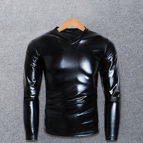 Appearance Solid Color Long Sleeve Top V Neck