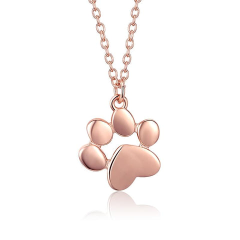 Gold Silver Necklace Cat Dog Footprint Pendant Chain for Women-JW00065-Veeddydropshipping