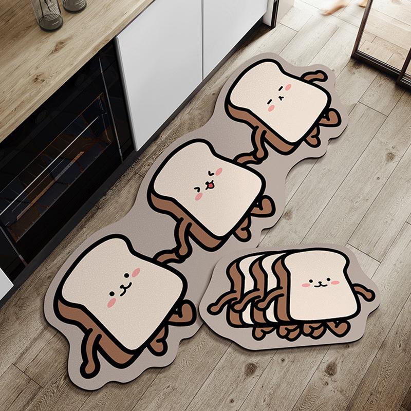 Kawaii Bread Bear Kitchen Mat Floor Waterproof-HA00484-Veeddydropshipping
