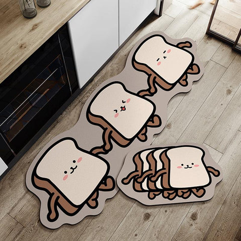 Kawaii Bread Bear Kitchen Mat Floor Waterproof-HA00484-Veeddydropshipping