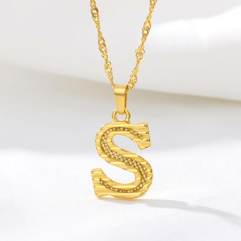 Necklaces For Women Stainless Steel A-Z Alphabet Pendant -JW01246-Veeddydropshipping