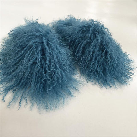 Mongolian Shoes  Luxury Real Sheep Fur Slides Slippers-BS01273-Veeddydropshipping