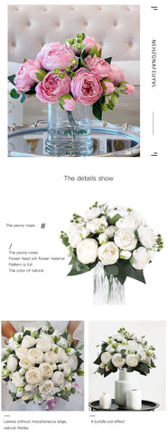 Peony Artificial Flowers Bouquet Fake Flowers-HA00254-Veeddydropshipping
