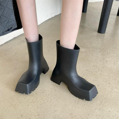 Rain Boots Waterproof Non-slip Short Boot Square Toe Soft-BS00968-Veeddydropshipping