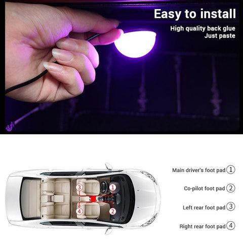 4Pcs Car LED Foot Ambient Lights 3 Colors Auto Home Party-AM00543-Veeddydropshipping
