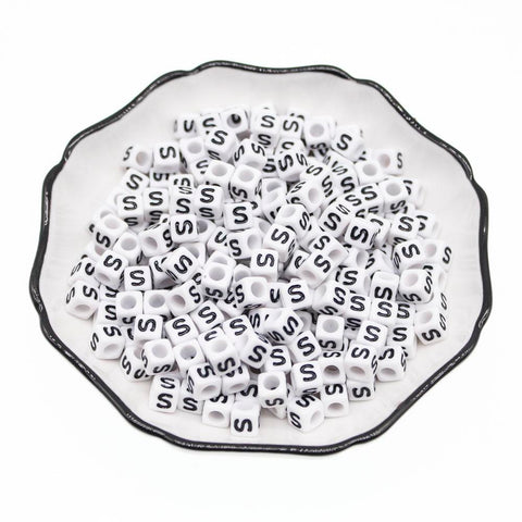 Single Alphabet /Letter Cube Beads For Jewelry Making DIY -JW01469-Veeddydropshipping