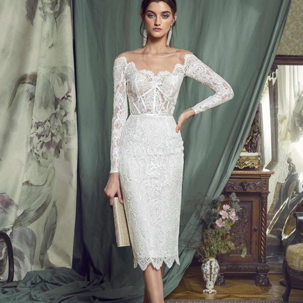 Women Evening Dresses Lace Long Sleeves-WF01628-Veeddydropshipping