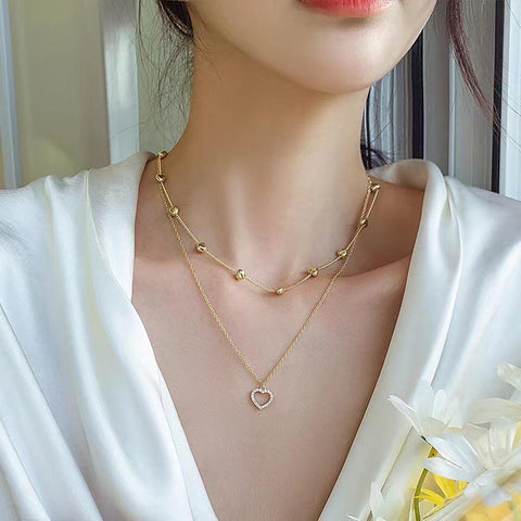 Fashion  Double Layer Heart Necklace For Women -JW01213-Veeddydropshipping