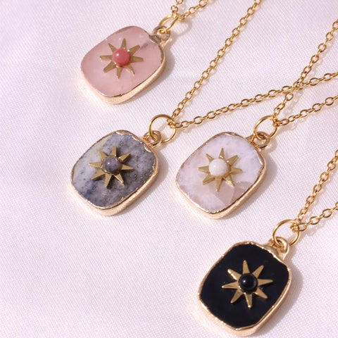 Water Drop Star Round Bear Oval Pendant Necklace  -JW00181-Veeddydropshipping