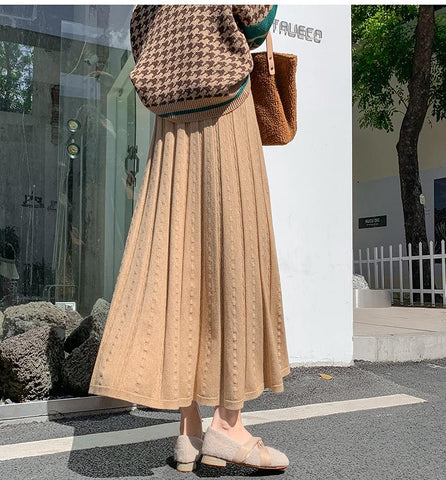 Textured Knitted Skirts Women Sweater Skirts-WF00547-Veeddydropshipping