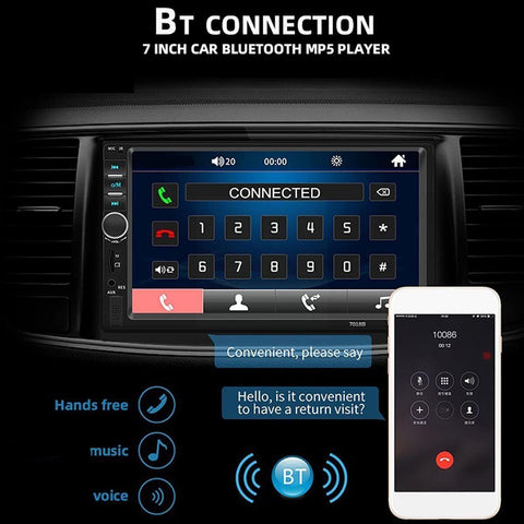 7&quot; Double 2 Din Car Stereo Screen Fm Usb Bluetooth Radio Mp5-AM00649-Veeddydropshipping