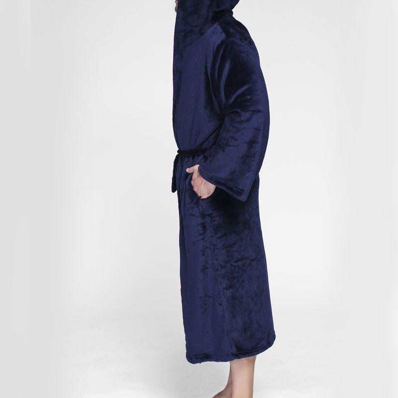 Long Flannel Fleece Bathrobe Kimono Warm Bath Robe-MF01582-Veeddydropshipping