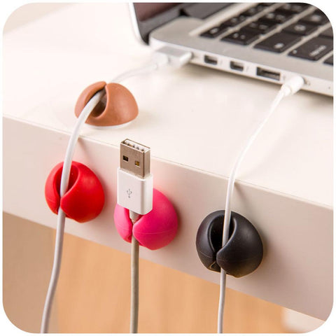 Silicone Mobile Phone Cable Organizer USB Cables Conector Aux Cord Holder Black White Multi-PA00858-Veeddydropshipping