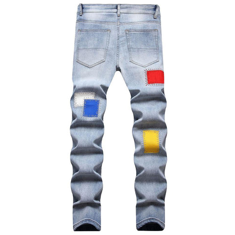 Stretch Denim Embroidery Patchwork-Veeddydropshipping