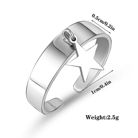 Wholesale Star Pendant Rings  Stainless Steel Classic Open Ring-JW01409-Veeddydropshipping