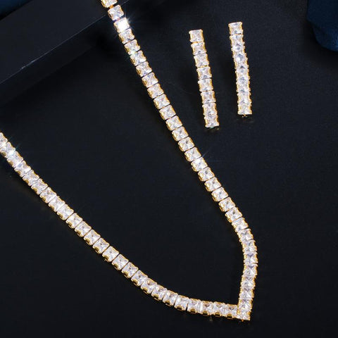 Zircons Shiny Cubic Zirconia Pave  Jewelry Set -JW00382-Veeddydropshipping