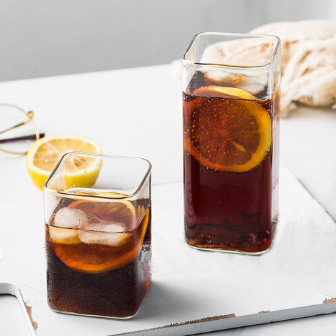 Square Glass Cup Mug Heat-Resistant Water Cups-HA01278-Veeddydropshipping