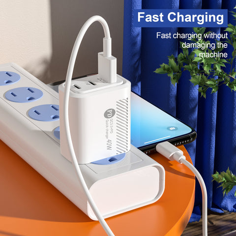 40W PD Fast Charge USB Type-C QC3.0 Phone Charger Adapter 3 Port-PA00384-Veeddydropshipping