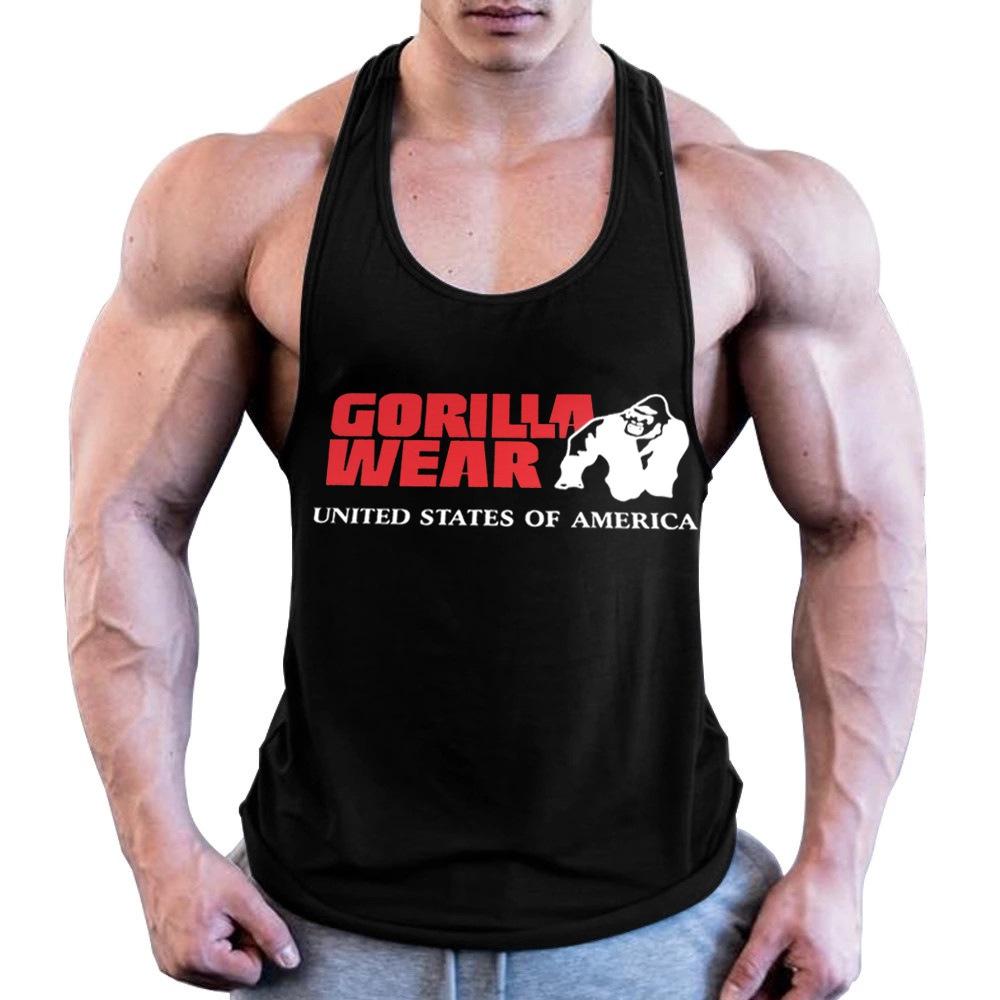 Fitness Tank Top GYM Summer Cotton Sweat-absorbing Code Wide Shoulder Print-Veeddydropshipping